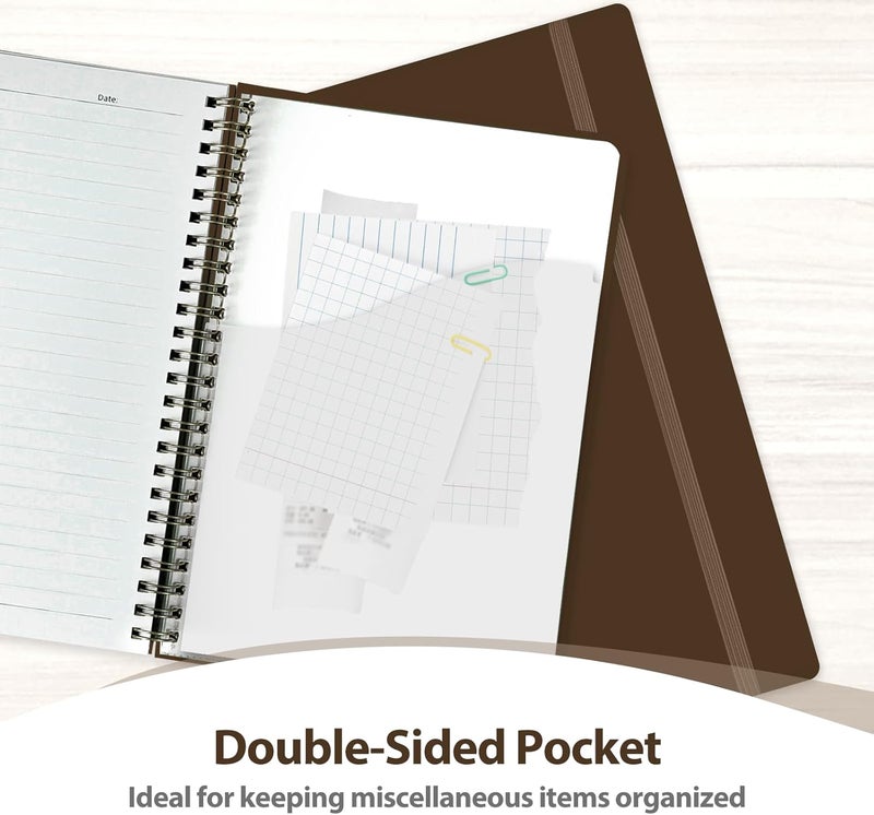 VALOME Journaling Notebooks, A5 Lined Spiral Notebook for Women & Men, 146 Pages College Ruled Hardcover Note Book for Work, Note Taking, Journaling, School, Writing (Brown) - Image 5
